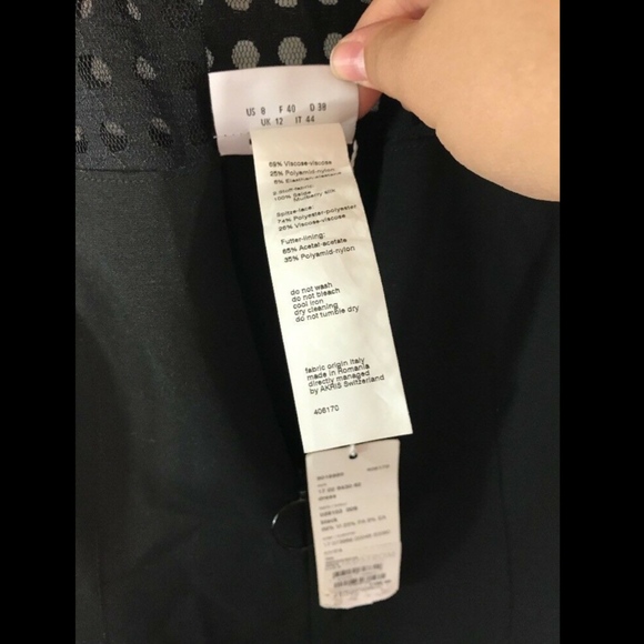 NWT $1190 Akris Punto Lace Yoke Jersey Dress in Black‎ [SZ 8 US ] - Picture 7 of 8